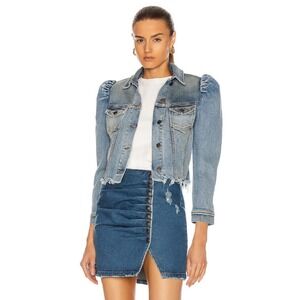 Retrofête Rissa Womens Cropped Denim Jacket Sz Small Medium Wash